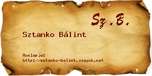 Sztanko Bálint névjegykártya